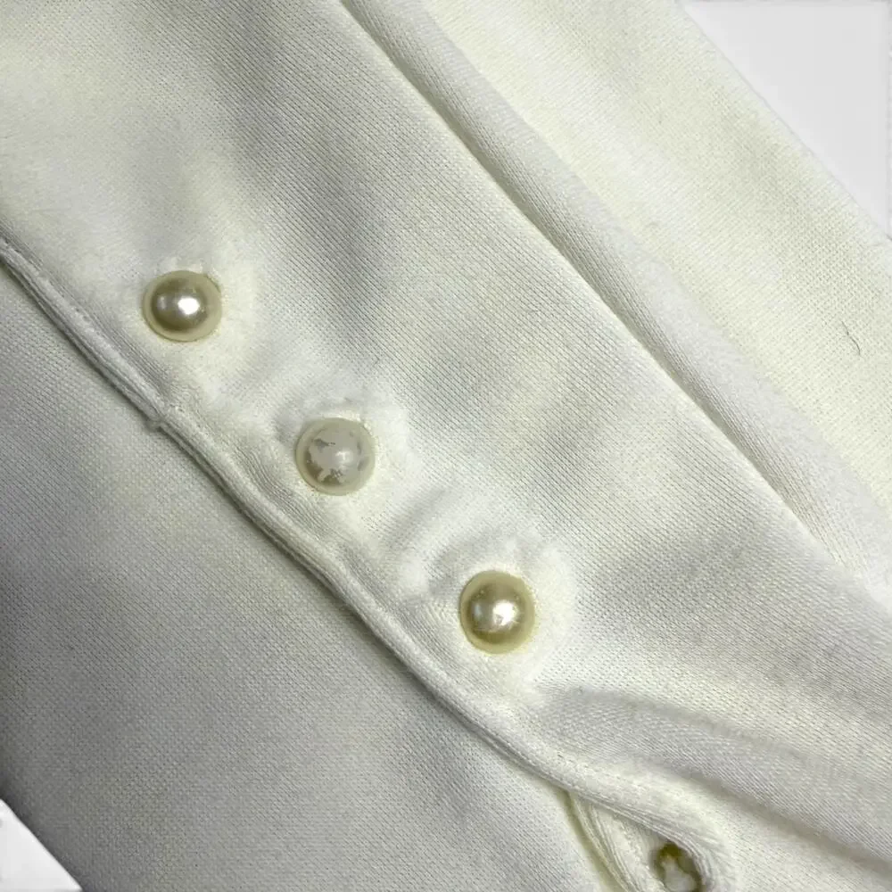 Vintage Opera Gloves White Nylon Size 8 Faux Pearl Buttons Long Made Philippines